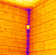 Тепловизионное обследование | Угол дома из клееного бруса. Недостаточно хорошо завинчены шпильки.